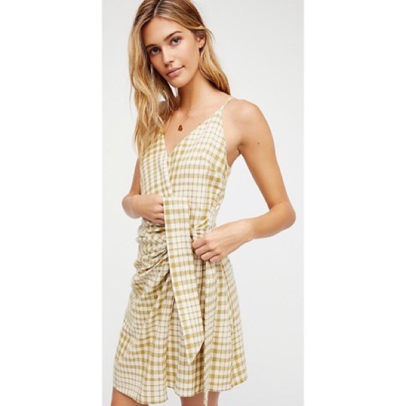 🍾🆕 Free People ♡ Noida Gingham Dress ♡ Olive - Picture 2 of 8